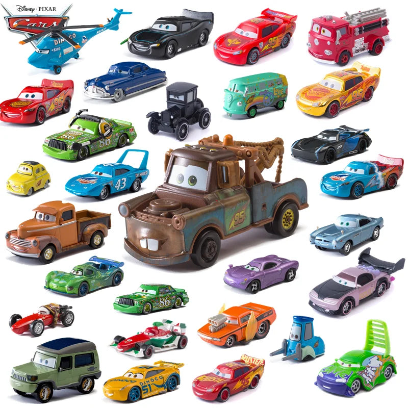 Cars Disney Pixar Cars Lightning McQueen Mater Jackson Storm The King Mater 1:55 Metal Alloy Car Toy Model Toys Children Gifts
